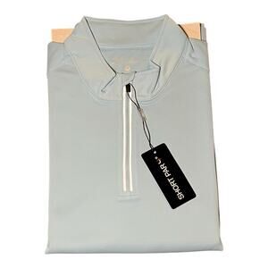 NWT Short Par 4 Golf Performance Pullover 1/4 Zip Powder Blue Mens XL Athleisure